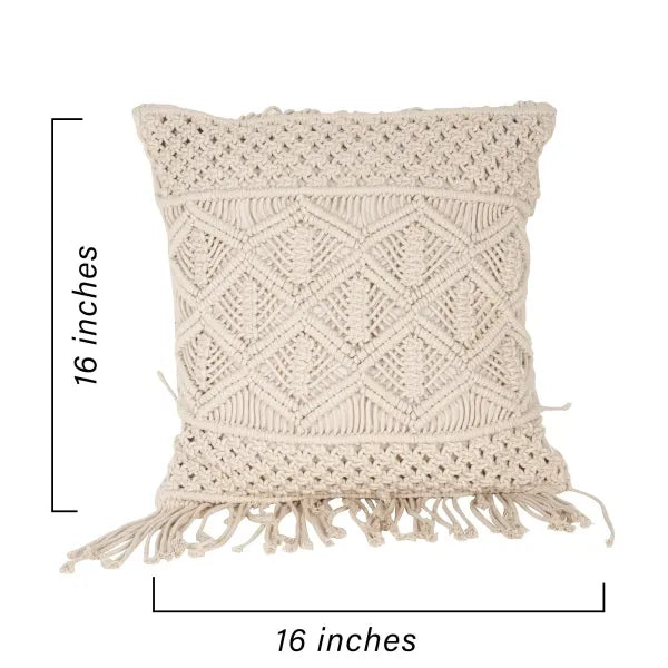 Hand Made Macrame Cushion With Cover 16 x 16 inches - Leechoo